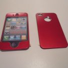 iPhone 4 / 4G / 4S Brushed Aluminum Red Metal Plates for front and back