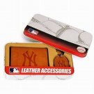 New York Yankees Trifold Wallet & Key Fob Gift Set in the Metal Gift Box