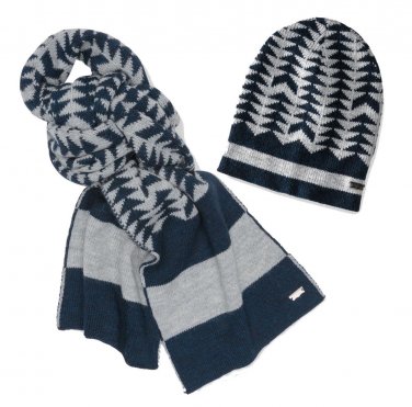 Levis Mens Matched Wool Blend Arrow Jacquard Beanie and Scarf