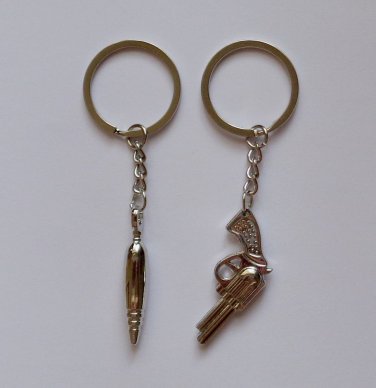 Gun & Bullet 3D Metal - Two Key Fobs