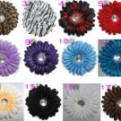 12- 4 Inch Gerbera Flowers with Rhinestone Centers on Clip