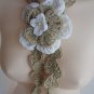 Tan and White Flower Necklace 022
