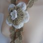 Tan and White Flower Necklace 022