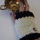 Cream and Black Fingerless Glove