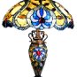 Colorful Cabochon Double lit Victorian Tiffany Style Table Lamp