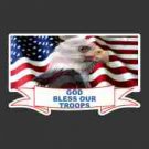 "God Bless Our Troops" w/Eagle on Flag Decal