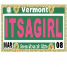 30 VERMONT License Plate GIRL Baby Shower Candy Bar Wrappers Hershey's Nugget Labels Party Favors