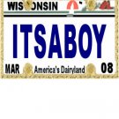 30 WISCONSIN License Plate BOY Baby Shower Candy Bar Wrappers Hershey's Nugget Labels Party Favors