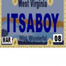 30 WEST VIRGINIA License Plate BOY Baby Shower Candy Bar Wrappers Hershey Nugget Labels Party Favors