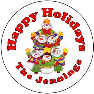 108 Happy Holidays Christmas Snowmen Tree Hershey's Chocolate Kiss Labels Party Favors #15