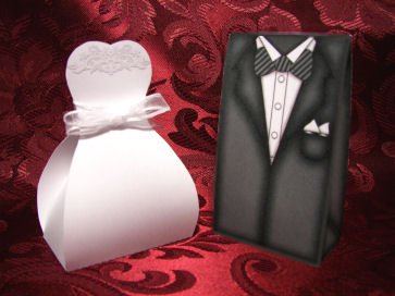 WEDDING Favor Boxes Wedding Dress and Tuxedo Party Favors Set of 6 each