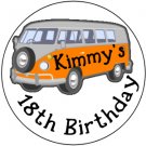 108 Hershey's Chocolate Kiss Labels VW BUS design Birthday Party Favors