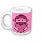 Heart Pink Sock Monkey Face Coffee Mug Cup