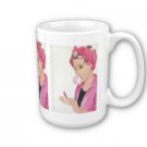 Pink Lady Retro Handpainted artwork printed Coffee Mug Cup