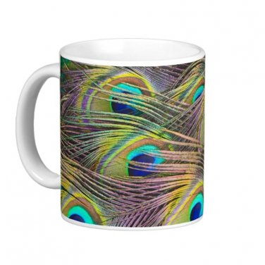 Peacock Feathers Design Coffee Mug Cup