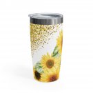 Gold Glitter & Sunflower Ringneck Drink Tumbler, 20oz Barware - Drinkware