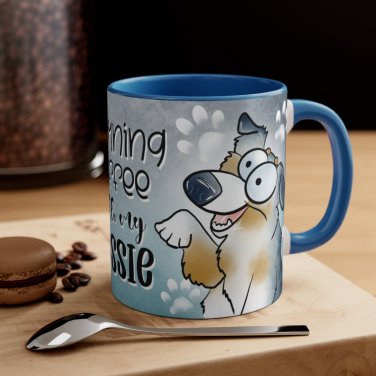 Cartoon Aussi Australian Shepherd Dog Pet Design Coffee Cocoa Tea Mug Cup
