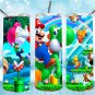 Mario Design Skinny Drink Tumbler - 20oz - Drinkware - lid & a white plastic straw