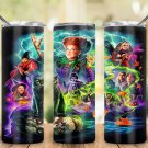 Halloween Witches Hocus Pocus Design Skinny Drink Tumbler 20oz  lid & a white plastic straw