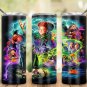 Halloween Witches Hocus Pocus Design Skinny Drink Tumbler 20oz  lid & a white plastic straw
