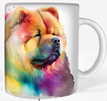 Colorful Chow Chow Dog Rainbow Pet Design Coffee Cocoa Tea Mug Cup