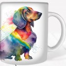 Colorful Dachshund Dog Rainbow Pet Design Coffee Cocoa Tea Mug Cup