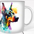 Colorful Doberman Pinscher Dog Rainbow Pet Design Coffee Cocoa Tea Mug Cup