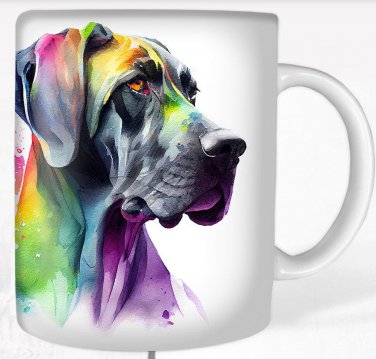 Colorful Great Dane Dog Rainbow Pet Design Coffee Cocoa Tea Mug Cup