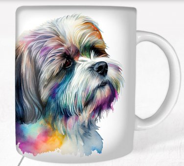 Colorful Lhasa Apso Dog Rainbow Pet Design Coffee Cocoa Tea Mug Cup