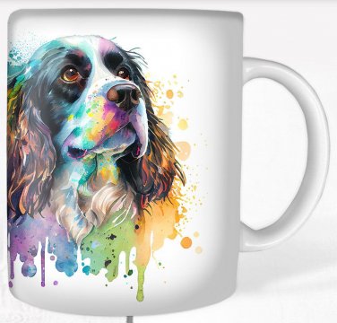 Colorful Spaniel Dog Rainbow Pet Design Coffee Cocoa Tea Mug Cup