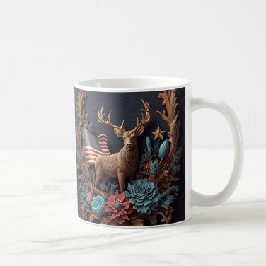 3D Design Deer Buck Hunter Hunting Design Coffee Cocoa Tea Mug Cup