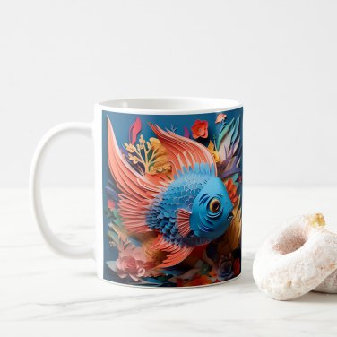 3D Design Goldfish, fish Design Coffee Cocoa Tea Mug Cup