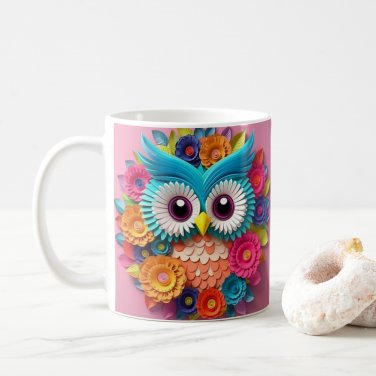 3D Design Colorful Owl Design Coffee Cocoa Tea Mug Cup