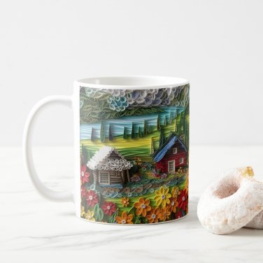 3D Design Colorful Cabin Country Design Coffee Cocoa Tea Mug Cup