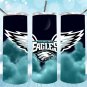 Eagles Design Skinny Drink Tumbler Football - 20oz - Drinkware - lid & a white plastic straw