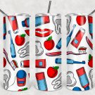 Dentist Design Skinny Drink Tumbler 20oz  lid & a white plastic straw