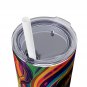 Grim Reaper Design Skinny Drink Tumbler 20oz  lid & a white plastic straw