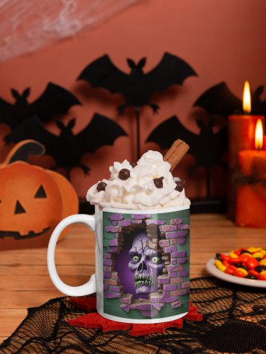 3D Halloween Zombie, Breaking Out of Wall Design Coffee Cocoa Tea Mug Cup