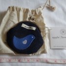 Apple & Bee Organic Embroidered Coin Purse Denim - Love Bird Blue