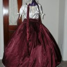 Civil War Ball Gown Reenacting Dickens Victorian Dress Burgundy and Ivory, Other Colors Available