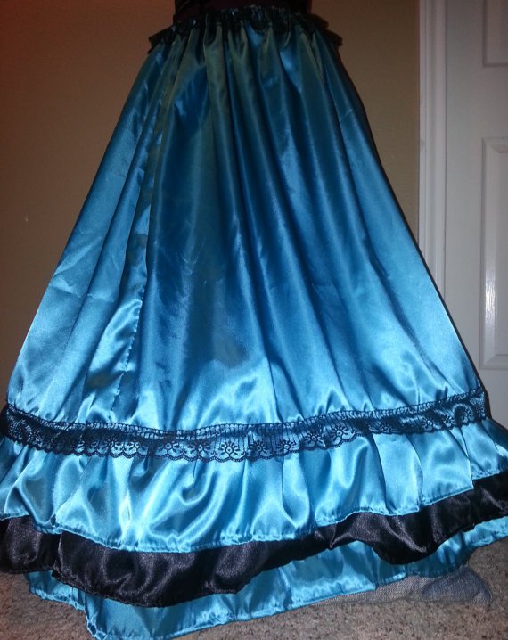 Ruffle Civil War Saloon Reenactment Ladies Girls Ball Gown Skirt Sizes, Styles and Colors available