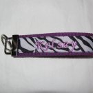 Purple/Black w/ white polka dots key fob