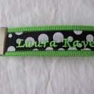 Lime w/Black with white polka dots key fob