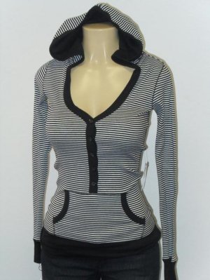 Active Basic - Cardigan/Hood - Black/White