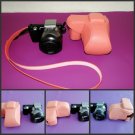 leather case bag- Sony NEX5 NEX-5 NEX5KB camera 18-55mm lens w/ flash, pink, black, white or brown