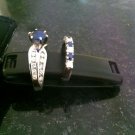18k white gold diamond+sapphire solitaire ring & band
