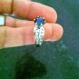 18k white gold diamond+sapphire solitaire ring & band