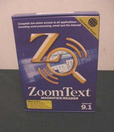 NEW AI SQUARED ZoomText MAGNIFIER and READER Version 9.1 INTERNATIONAL VERSION - FACTORY SEALED!