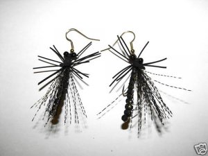 1 Pair - Black Dragonfly Earrings - Trout Fly