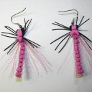 1 Pair - Pink Dragonfly Earrings - Trout Fly